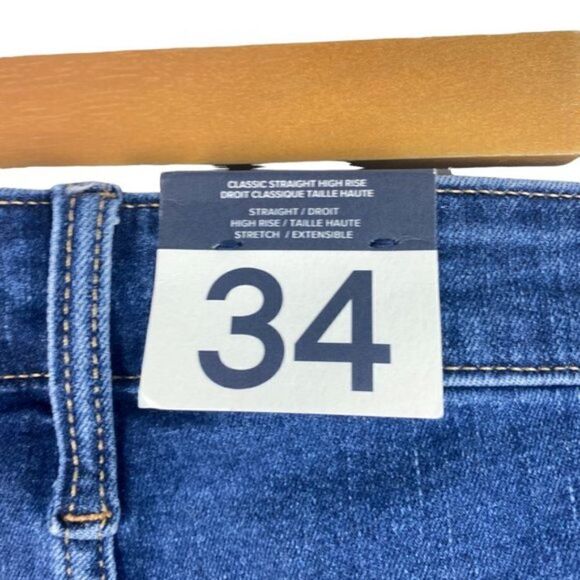 Gap Women's Classic Straight High Rise Stretch Med Indigo Wash Jeans US 34 18 RS - Picture 10 of 12